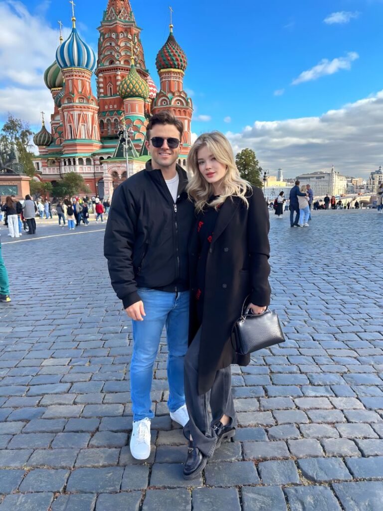 Jackson Hinkle with his fiance Anna Linnikova