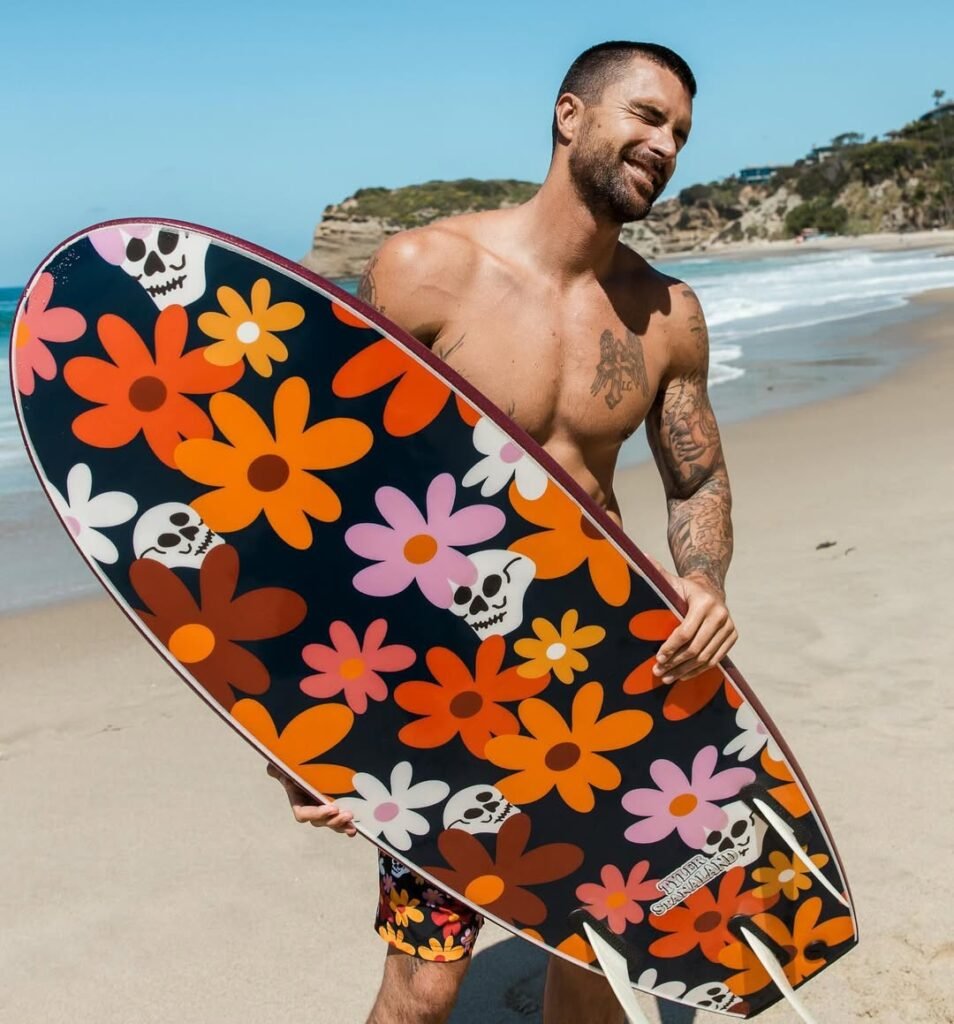 Tyler Stanaland with his skateboard